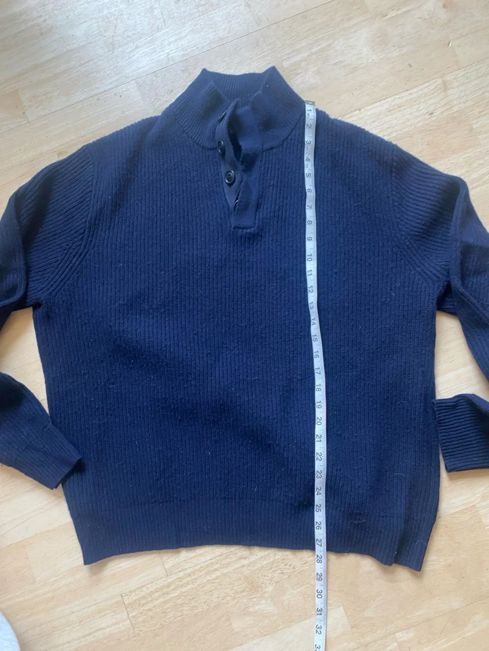 J. Crew Men's Navy Ribbed Zip-Neck Sweater with Elbow Patches
